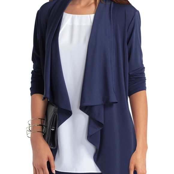 H by Halston Open Front Cascade Beige Cardigan L - Picture 6 of 7